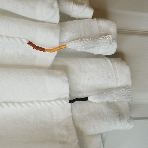 Free People Market Embroidered V Neck Tie Front Top White Oversized Medium - Picture 6 of 10